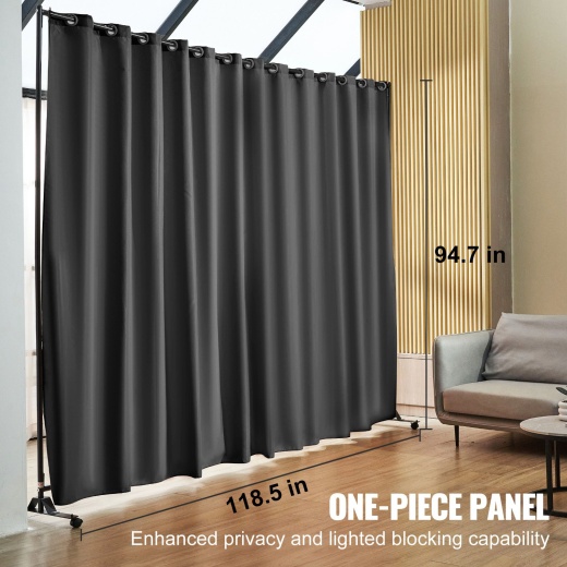 Vevor Room Divider - 8 Ft X 10 Ft Portable Panel Room Divider with Wheels Curtain Divider Stand