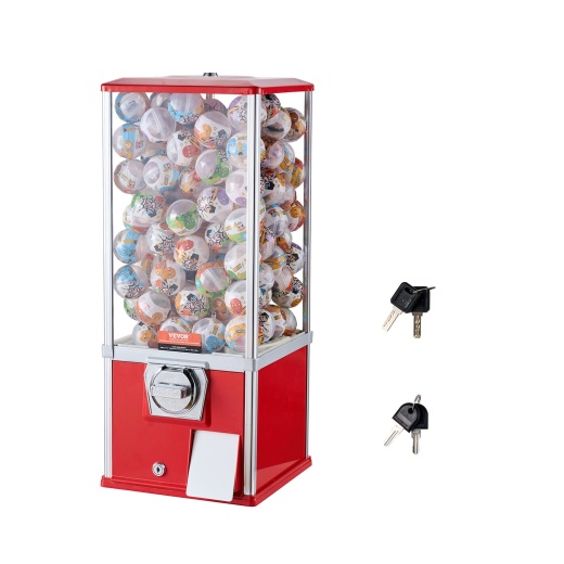 Vevor 25"H Gumball Machine Vending Coin Bank Vintage Gumballs Dispenser PS Red