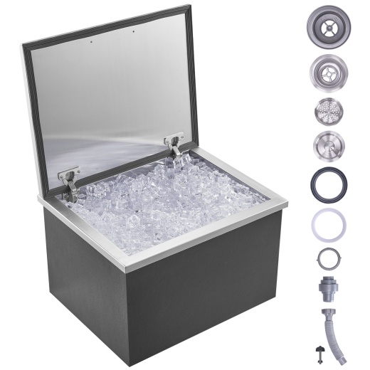 VEVOR Stainless Steel Drop In Ice Chest - 40 Qt Outdoor Kitchen Ice Bar