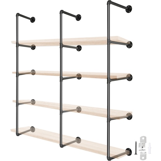 Vevor Industrial Pipe Shelves – 4-Tier Wall Mount