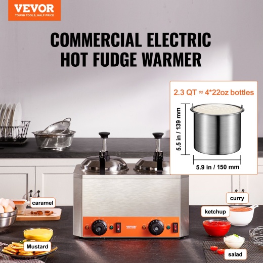 Electric Cheese Dispenser with Pumps - Commercial Hot Fudge Warmer