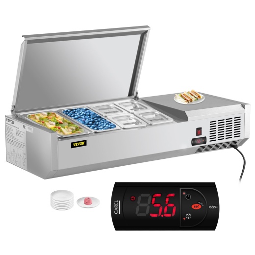Vevor Refrigerated Condiment Prep Station - 48-Inch Sandwich/Salad Prep Table