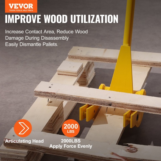 Vevor Pallet Buster - 41-Inch Handle, 2000 Lbs Weight Capacity, Q235 Carbon Steel, Heavy Duty Deck Wrecker Demolition Wood Pallet Tool Breaker Pry Bar Puller