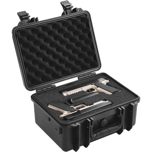 Vevor Hard Pistol Cases With Pre-Cut Pu Foam, Waterproof & Dustproof Hard Gun Case For 1 Pistol, 14.1×11.5×7.6 In Lockable Pistol Case, Black