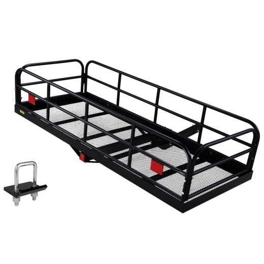 Vevor Hitch Cargo Carrier - 60 x 24 x 14 in Folding Trailer Hitch Mounted Steel Cargo Basket