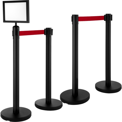 Vevor Stanchion Post Barriers 4-Set with Retractable Belts and Sign Frame