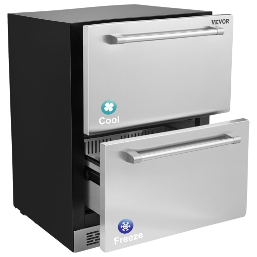 Vevor 24 Inch Undercounter Refrigerator - 2 Drawer Refrigerator with Different Temperature