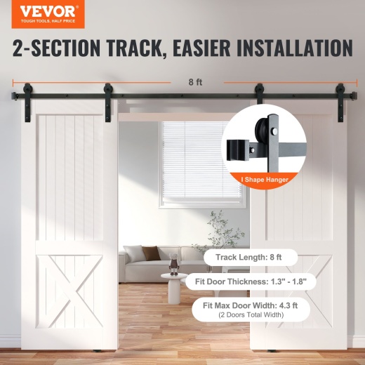 Vevor 8Ft Sliding Barn Door Hardware Kit