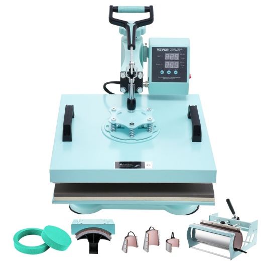 Vevor Heat Press Machine 15X15 In 8 In 1 With 30Oz Tumbler Press T-Shirts Green