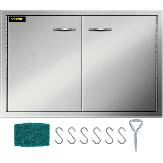 Vevor Bbq Access Door 33W X 22H Inch, Double Bbq Door Stainless Steel, Outdoor Kitchen Doors For Bbq Island, Grilling Station, Outside Cabinet