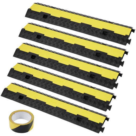 Vevor 5 Pcs Cable Protector Ramp - 2 Channel 12000 Lbs Load Wire Cable Cover Ramp