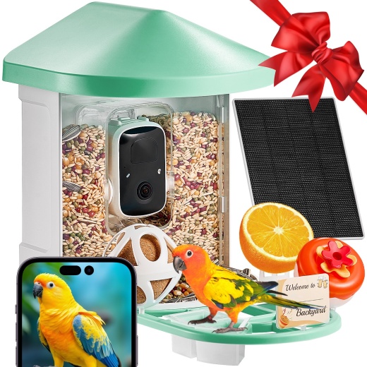 Vevor Smart Bird Feeder With Camera 2K Hd Ai Identify Bird Species Auto Capture