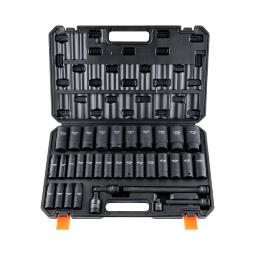 Vevor 1/2" Drive Deep Impact Socket Set, 34Pcs Metric Socket Set for Auto Repair