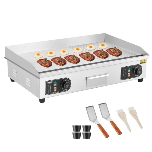 Vevor Commercial Electric Griddle - 2800W Countertop Half-Flat Top Grill
