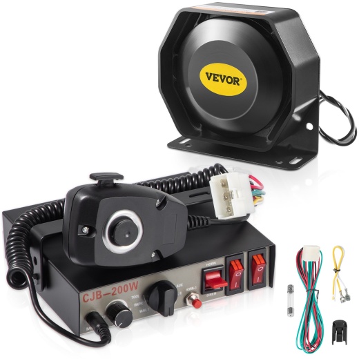 Vevor 200W Siren Bundle 8 Tones Emergency Warning Siren With PA Speaker Mic System