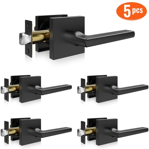 Vevor Passage Door Handle, 5 Pack Matte Black Door Lever