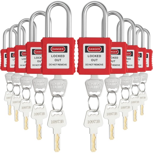 Vevor Lockout Tagout Locks Set - 10 Pcs Red Safety Lockout Padlocks for Electrical Lockout Tag Out Kits