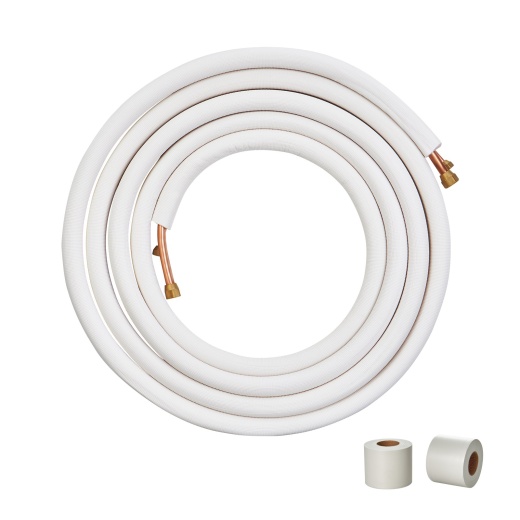 Vevor 25Ft Mini Split Line Set, 3/8'' & 5/8'' O.D Copper Pipes Tubing and Triple-Layer Insulation