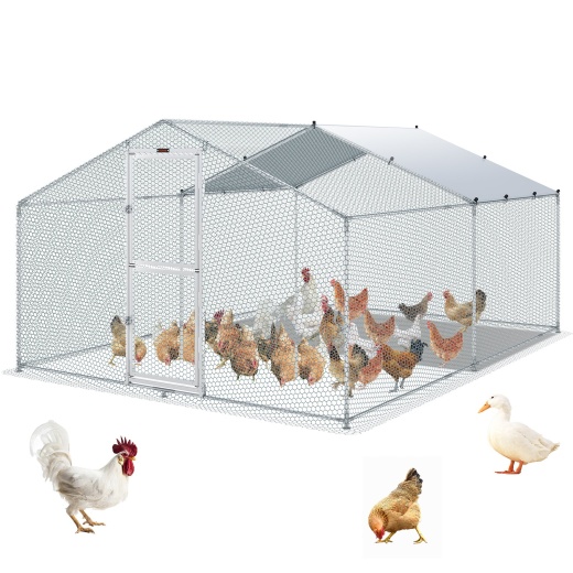 Vevor Metal Chicken Coop - Large Chicken Run for Hen, Duck, Rabbit