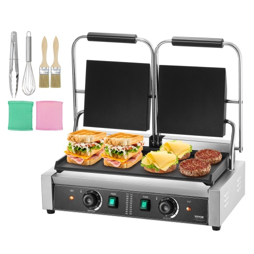 Vevor Commercial Panini Press Grill - Electric Sandwich Maker 19"x9"