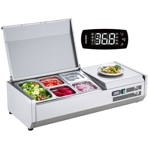 Vevor Refrigerated Condiment Prep Station - 130W Countertop Condiment Station