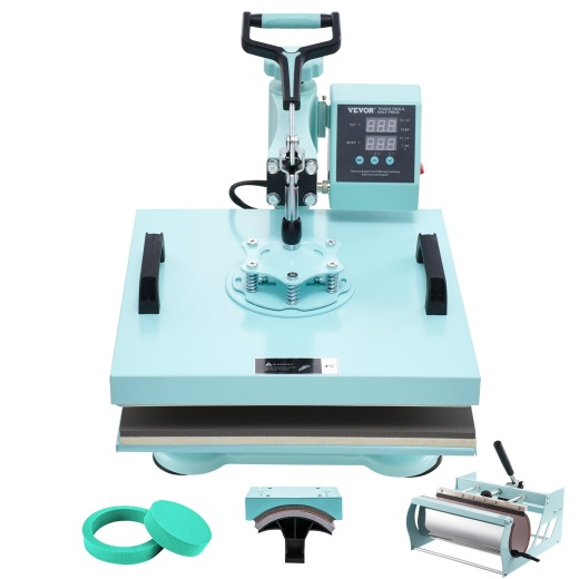 Vevor Heat Press Machine 15X15 In 5 In 1 With 30Oz Tumbler Press T-Shirts Green