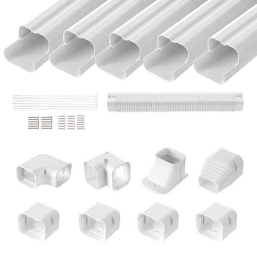 Vevor Mini Split Line Set Cover 3-Inch W 10Ft L, PVC Decorative Pipe Line Cover for Air Conditioner