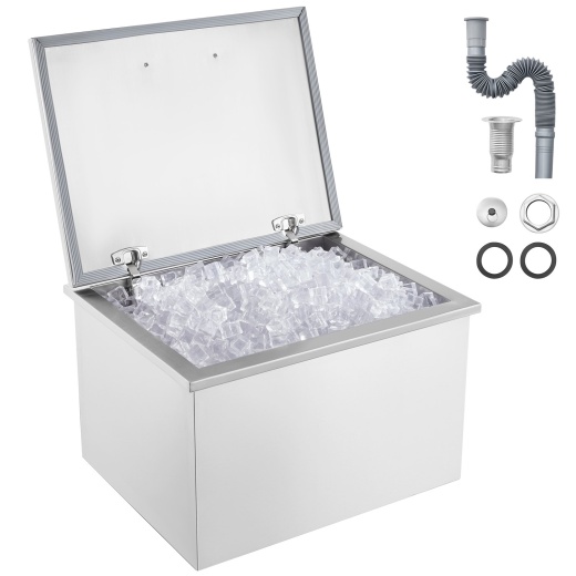 Vevor 40Quart Drop In Ice Chest Ice Cooler Ice Bin Stainless Steel 20"X16"x14.6"