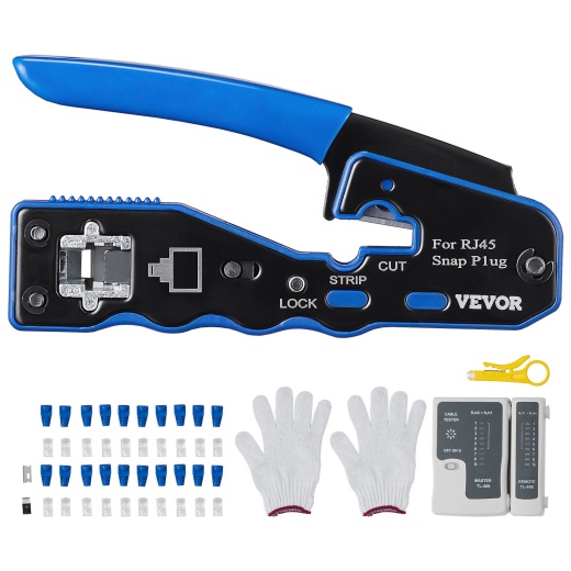 Vevor RJ45 Crimp Tool Kit for Cat5e/Cat6/Cat6a Ethernet Cables