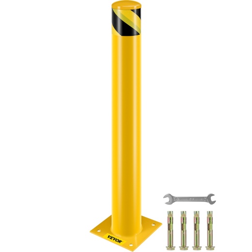 Vevor Safety Bollard - 36" Yellow Powder Coat Steel Safety Barrier