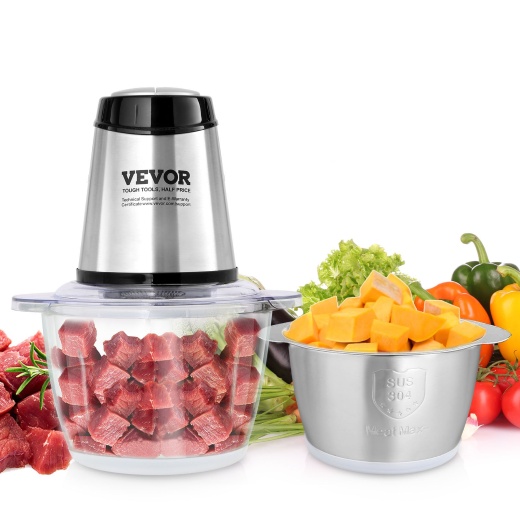 Vevor Food Processor: Electric Meat Grinder with 4-Wing Stainless Steel Blades
