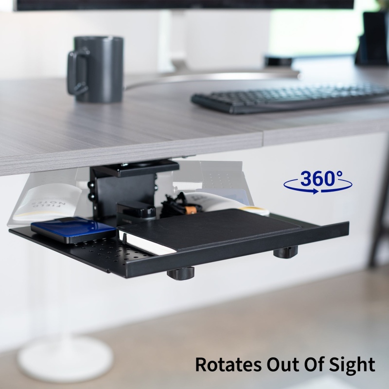 Black Sliding Laptop Tray Under Desk Mount