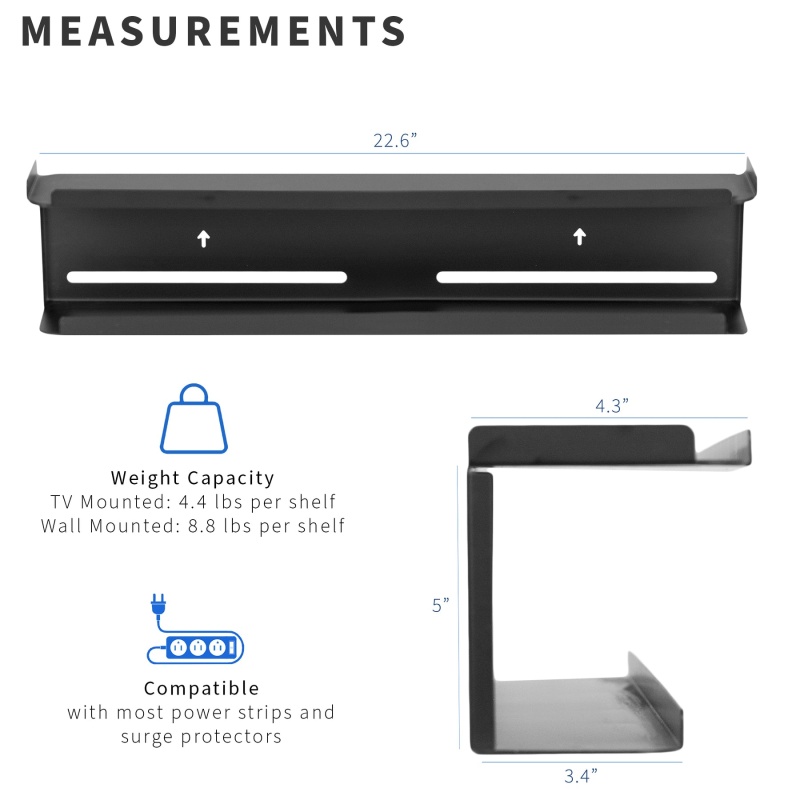 Black 23" X 3" Vesa Tv Shelf