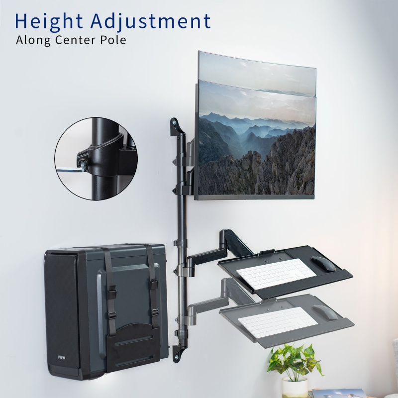 Single Monitor Sit To Stand Wall Mount Workstation