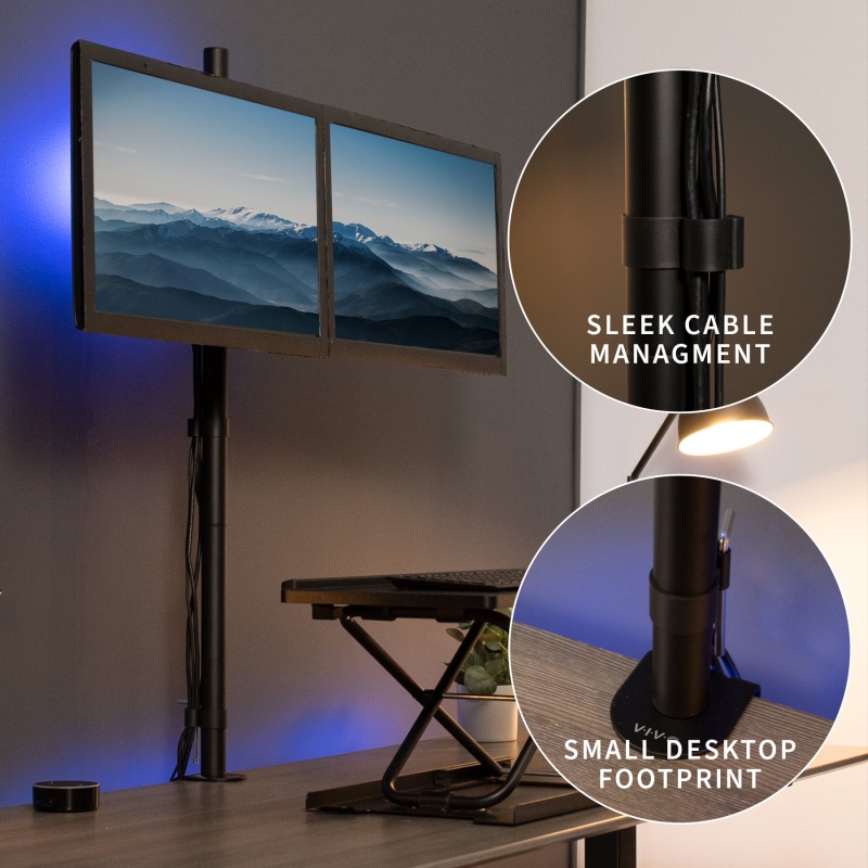Dual Monitor Extra Tall Desk Mountcolor: Black