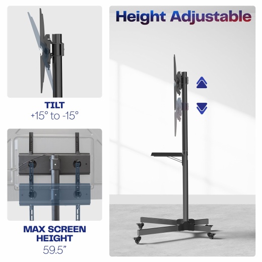 Black TV Cart for 13" to 60" Screens - VIVO STAND-TV04M