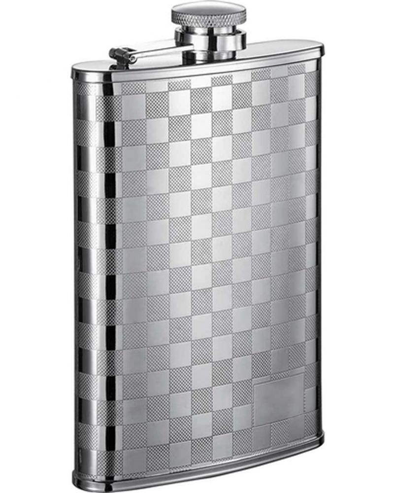 Visol Mate Checker Design Stainless Steel 8Oz Hip Flask
