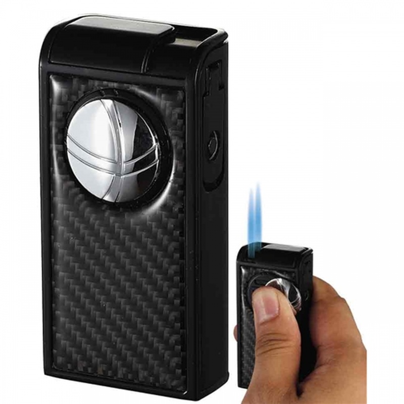 Visol Infinity Double Jet Carbon Fiber Black Cigar Lighter