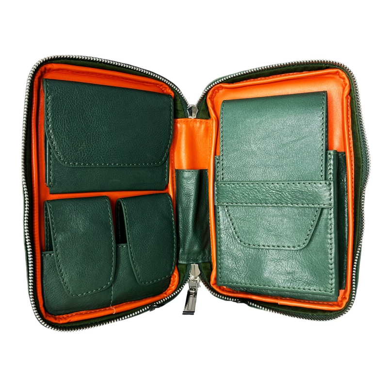 Visol Peter James Leather Green Travel Cigar Case