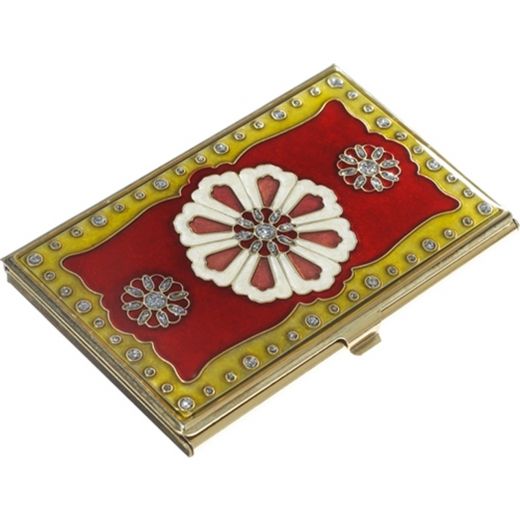 Farah Red Lacquer and Brass Business Card Case