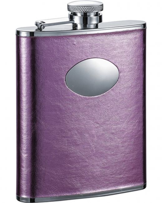 Visol Emma 6Oz Pink Leatherette Stainless Steel Hip Flask