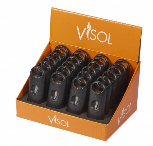 Visol Chrys Black Wedge Cut Cigar Cutter 24 Retail Prepack