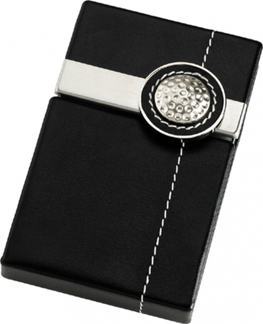 Flite Aluminum Faux Leather Golf Ball Business Card Case
