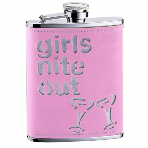 Visol Girls Nite Out Pink Leatherette 6 Oz. Hip Flask