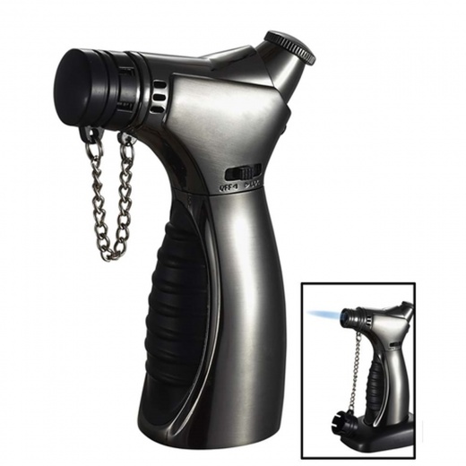 Visol Cuire Gunmetal & Black Jet Flame Table Cigar Lighter