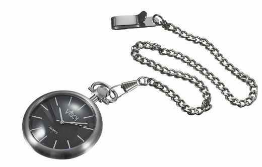 Visol Presley Black Dial Stainless Steel Quartz Pocket Watch