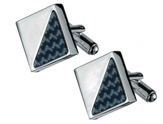 Visol Moretti Carbon Fiber & Silver Plated Square Cufflinks