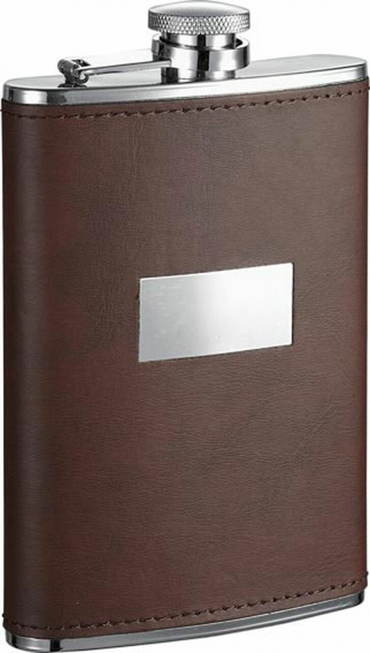 Visol Alcide Brown Leather Stainless Steel Hip Flask