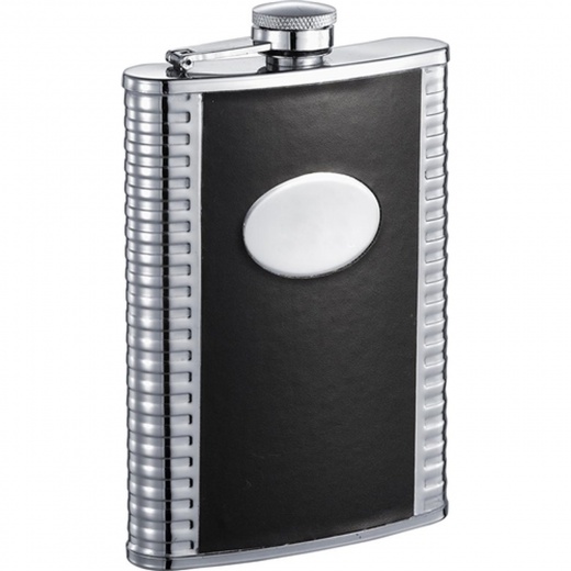 Visol Tux Deux Black Leatherette Stainless Steel 8Oz Hip Flask