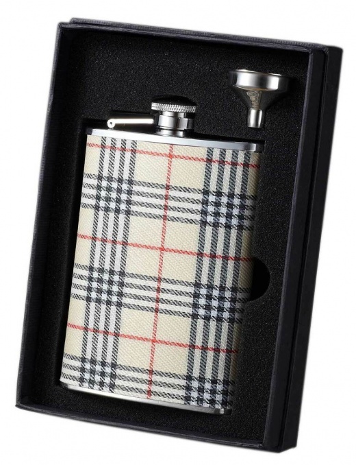 Visol Hank Plaid Wrapped Stainless Steel Flask And Funnel Gift Set